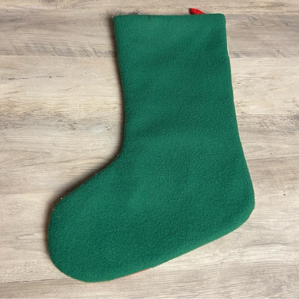 Vintage Christmas Stocking Felt Applique with Reindeer Design Noel - Picture 5 of 7